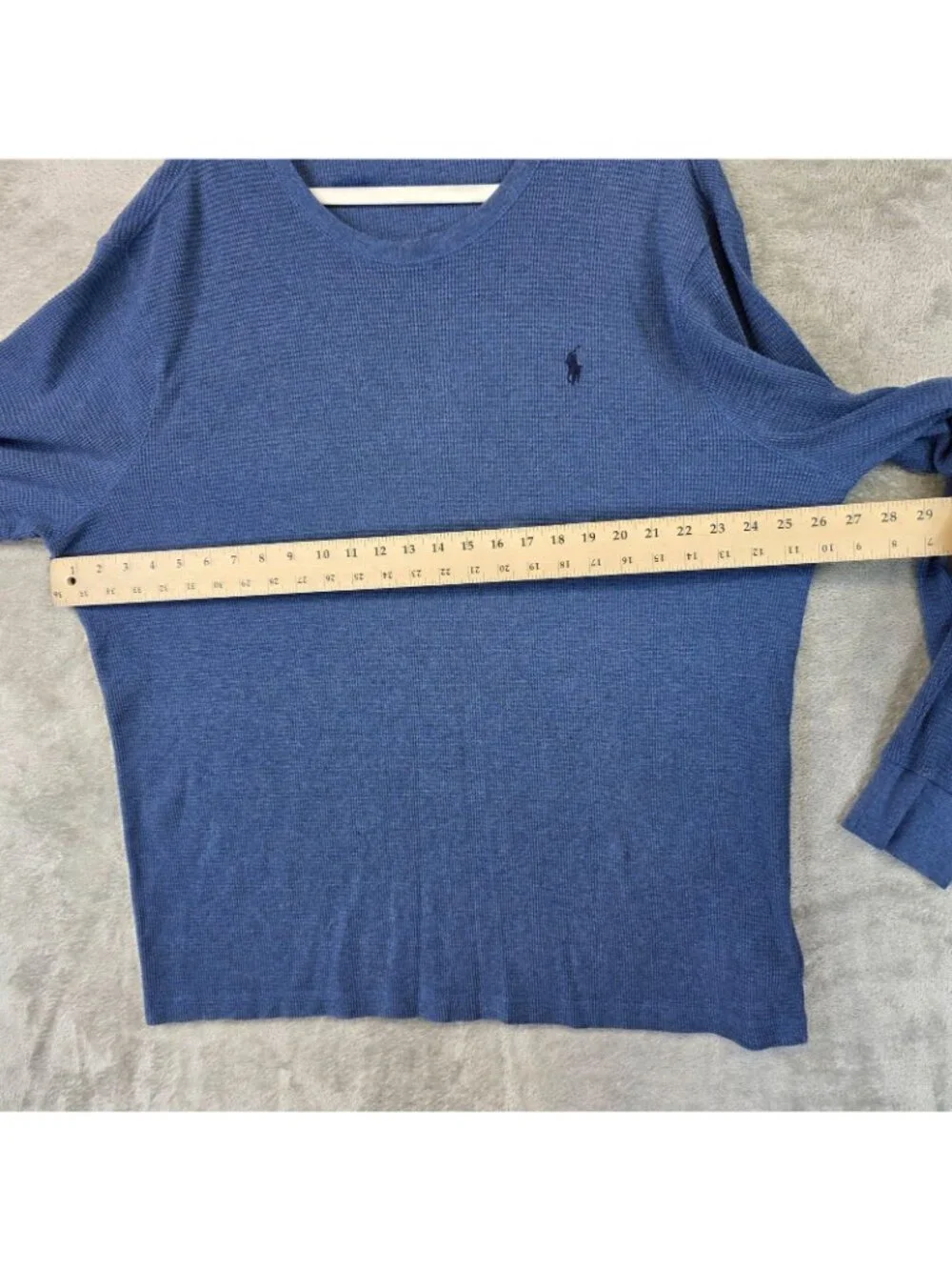 Polo Ralph Lauren Shirt Mens 2XL Blue Waffle Knit Thermal Crewneck Pullover Tee